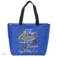 This Queen Was Born Scorpio October November Birthday Gift Tote Bag thumb 0