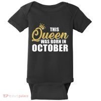 This Queen Was Born In October Baby Bodysuit thumb 0