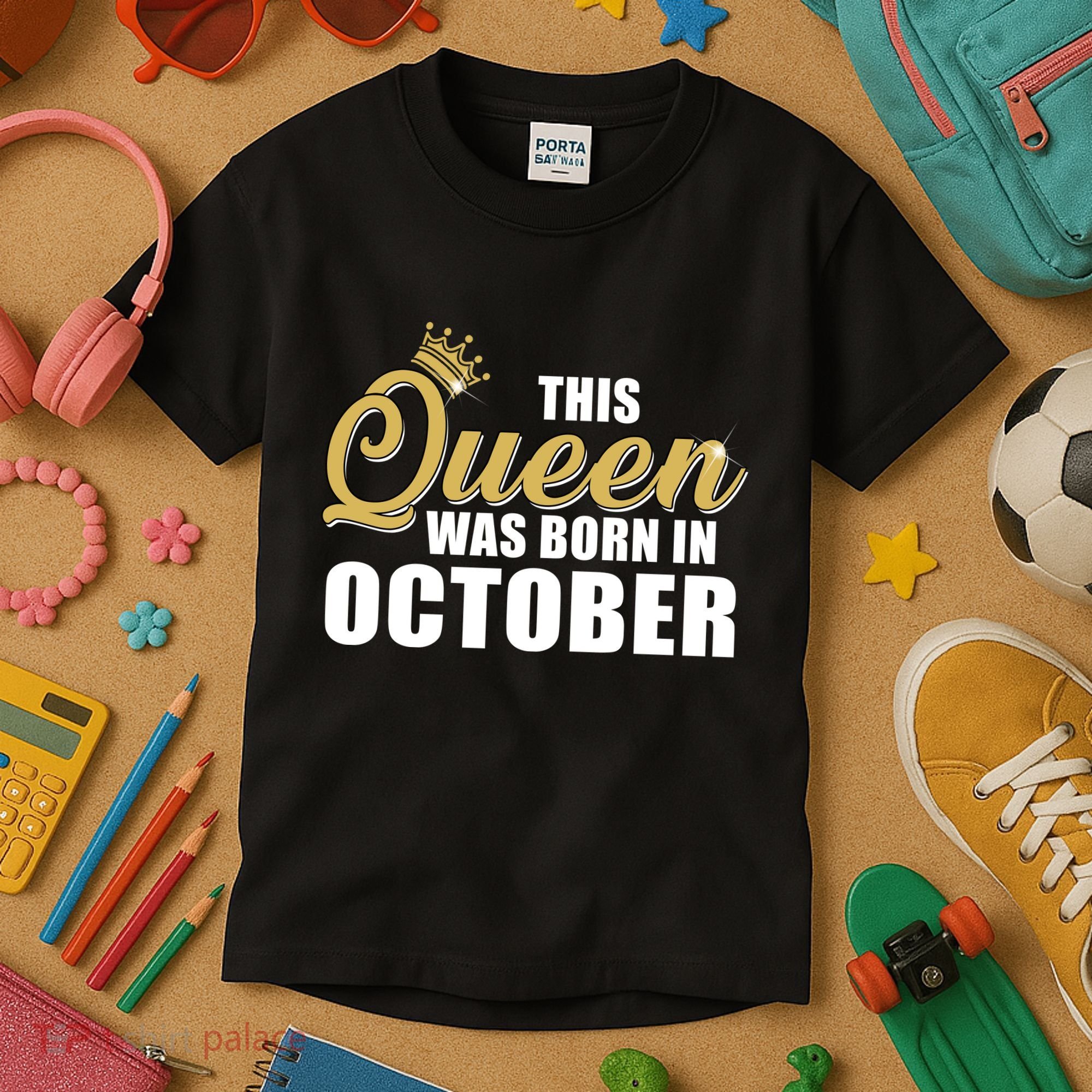 This Queen Was Born In October Kids T-Shirt