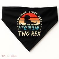 Two Rex 2nd Birthday Gift Second Dinosaur 2 Year Old USA-Made Doggie Bandana thumb 0