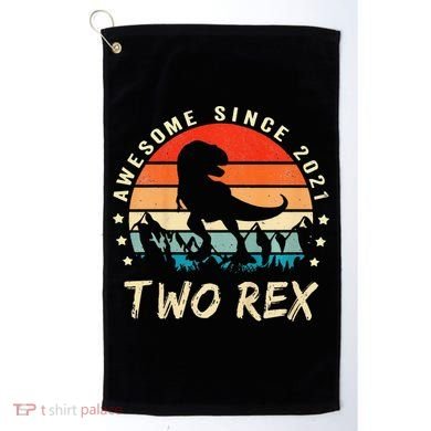 Two Rex 2nd Birthday Gift Second Dinosaur 2 Year Old Golf Towel