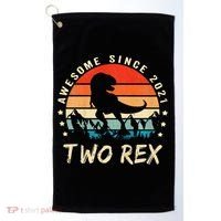 Two Rex 2nd Birthday Gift Second Dinosaur 2 Year Old Golf Towel thumb 0