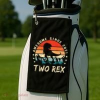 Two Rex 2nd Birthday Gift Second Dinosaur 2 Year Old Golf Towel thumb 2