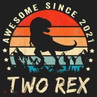 Two Rex 2nd Birthday Gift Second Dinosaur 2 Year Old Golf Towel thumb 3