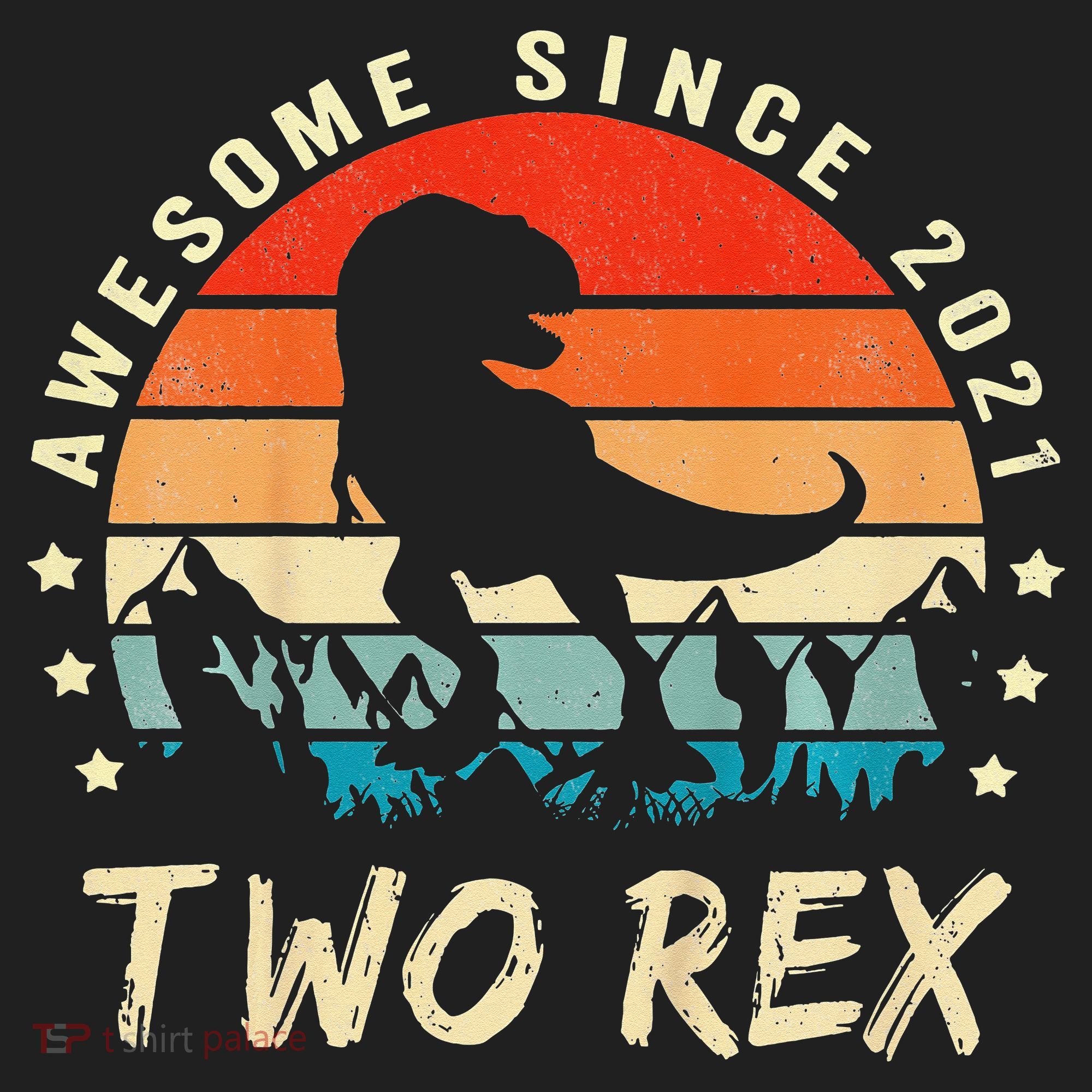 Two Rex 2nd Birthday Gift Second Dinosaur 2 Year Old Golf Towel