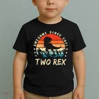 Two Rex 2nd Birthday Gift Second Dinosaur 2 Year Old Toddler T-Shirt thumb 2