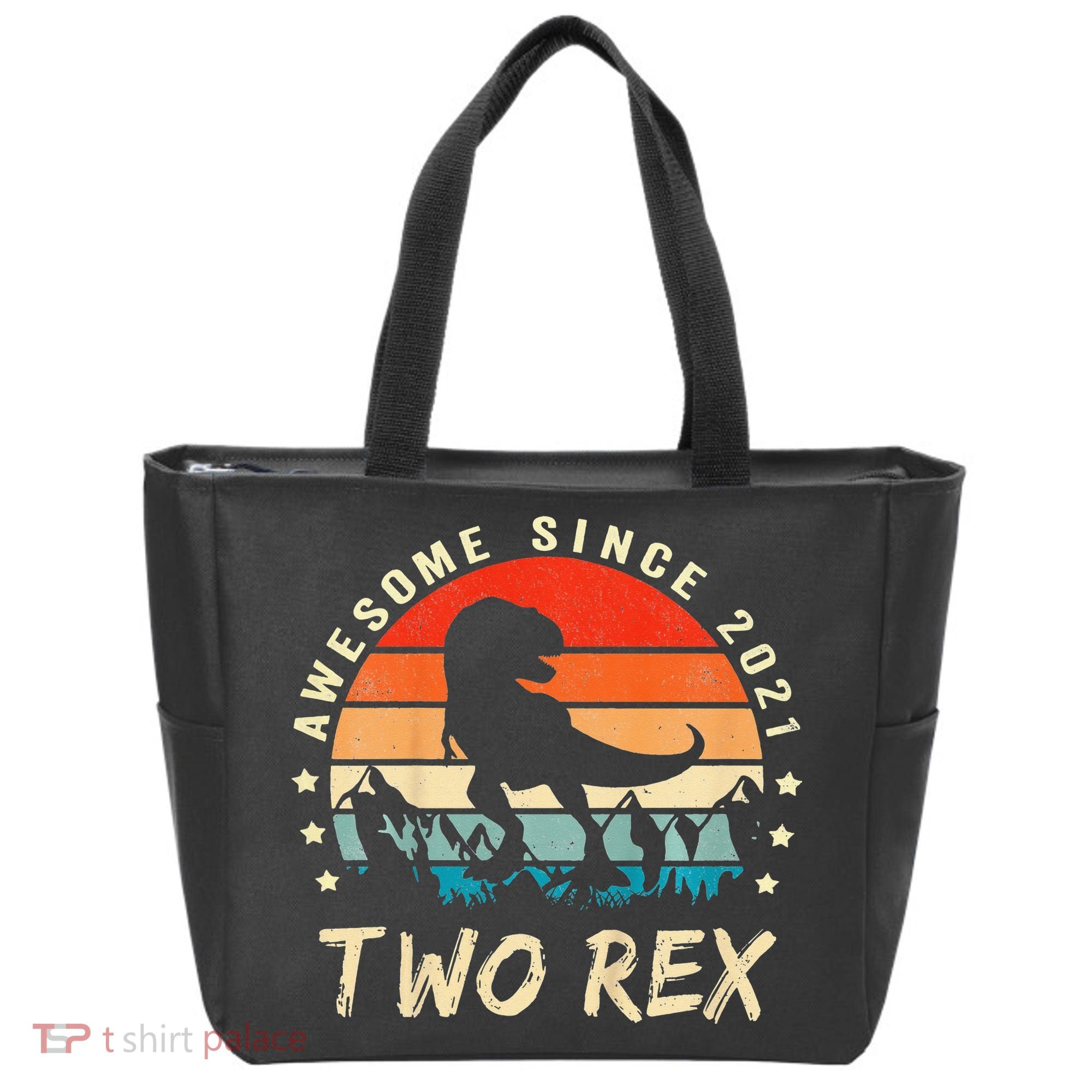 Two Rex 2nd Birthday Gift Second Dinosaur 2 Year Old Tote Bag
