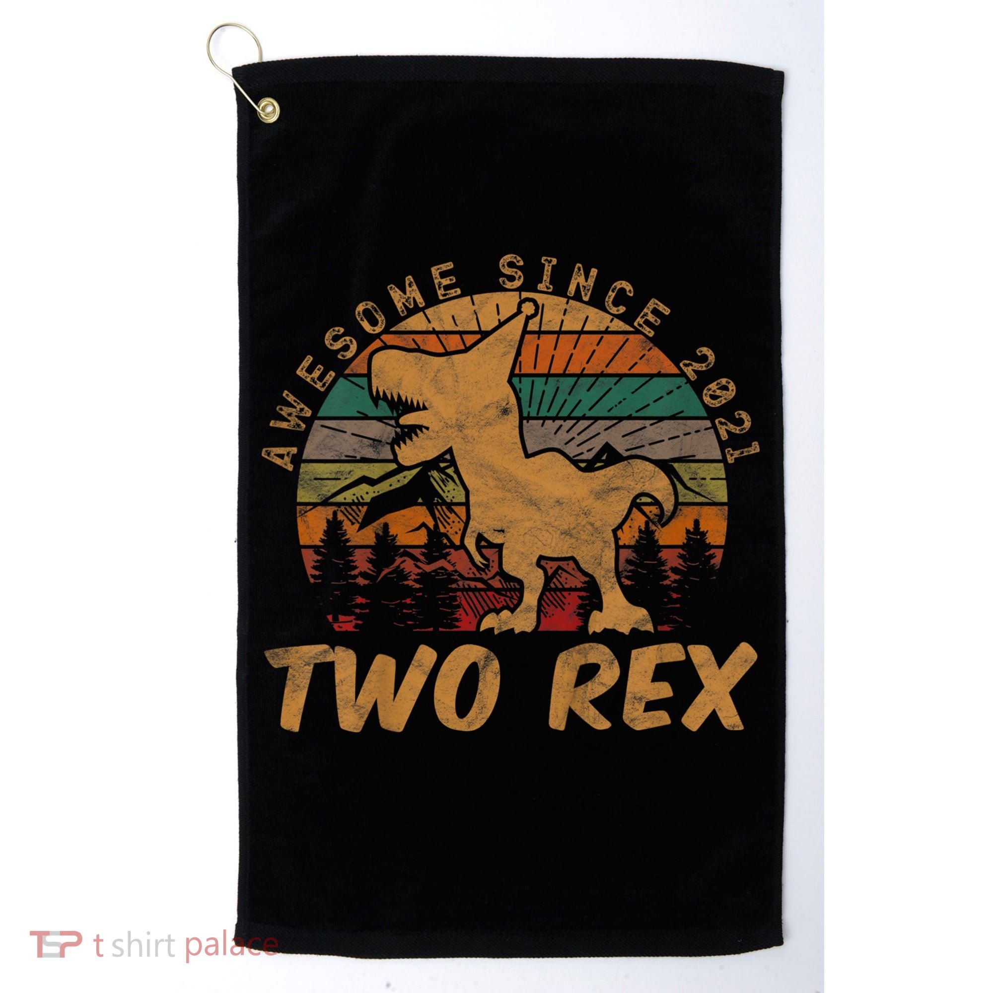 Two Rex 2nd Birthday Gifts Second Dinosaur 2 Year Old Golf Towel