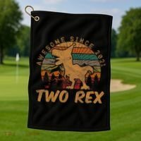 Two Rex 2nd Birthday Gifts Second Dinosaur 2 Year Old Golf Towel thumb 1