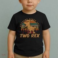 Two Rex 2nd Birthday Gifts Second Dinosaur 2 Year Old Toddler T-Shirt thumb 2