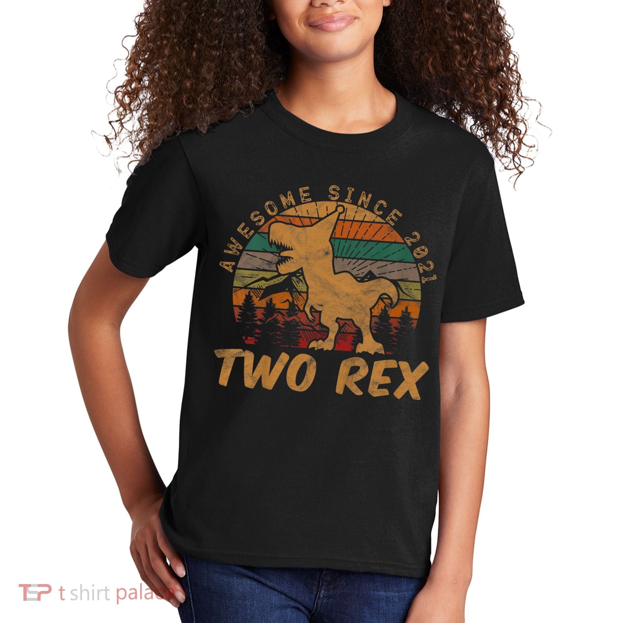 Two Rex 2nd Birthday Gifts Second Dinosaur 2 Year Old Kids T-Shirt