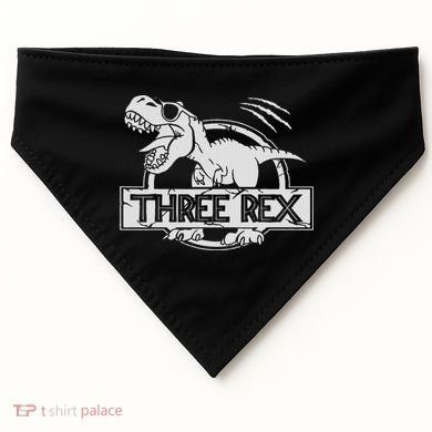Three Rex 3rd Birthday Dinosaur Matching Family USA-Made Doggie Bandana