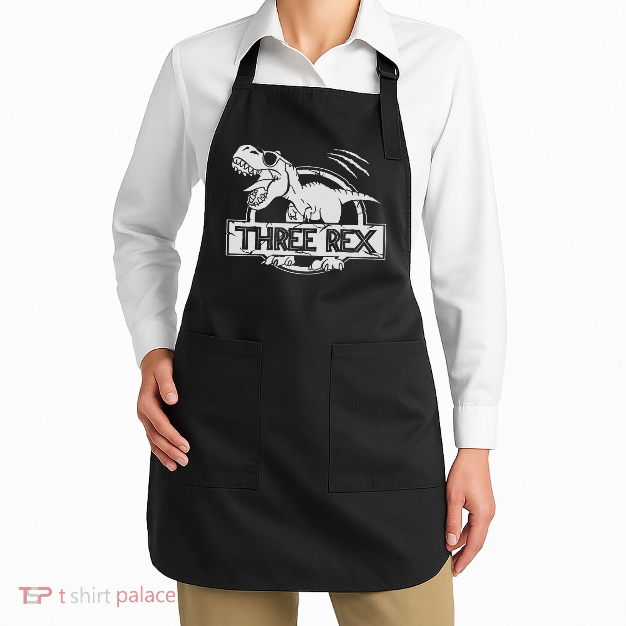 Three Rex 3rd Birthday Dinosaur Matching Family Apron