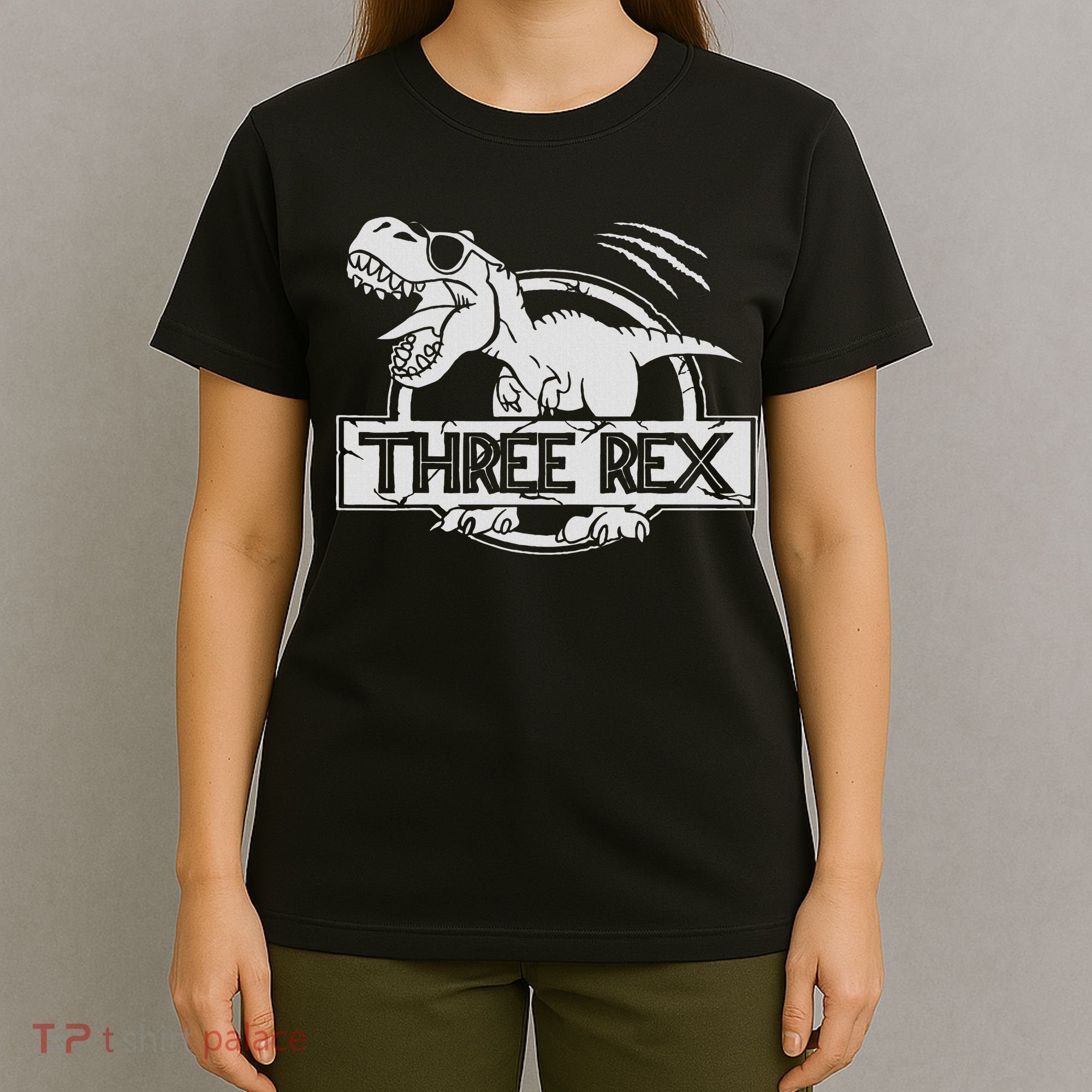 Three Rex 3rd Birthday Dinosaur Matching Family T-Shirt