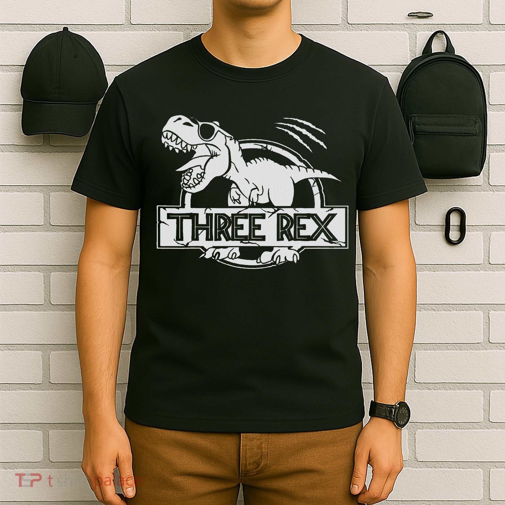 Three Rex 3rd Birthday Dinosaur Matching Family T-Shirt