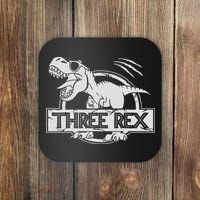 Three Rex 3rd Birthday Dinosaur Matching Family Coaster thumb 0