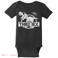 Three Rex 3rd Birthday Dinosaur Matching Family Baby Bodysuit thumb 0