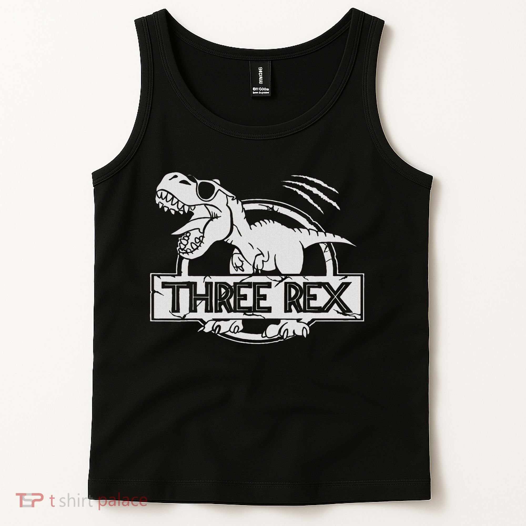 Three Rex 3rd Birthday Dinosaur Matching Family Tank Top