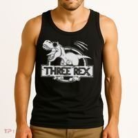 Three Rex 3rd Birthday Dinosaur Matching Family Tank Top thumb 3