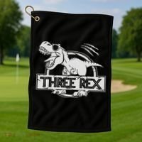 Three Rex 3rd Birthday Dinosaur Matching Family Golf Towel thumb 1
