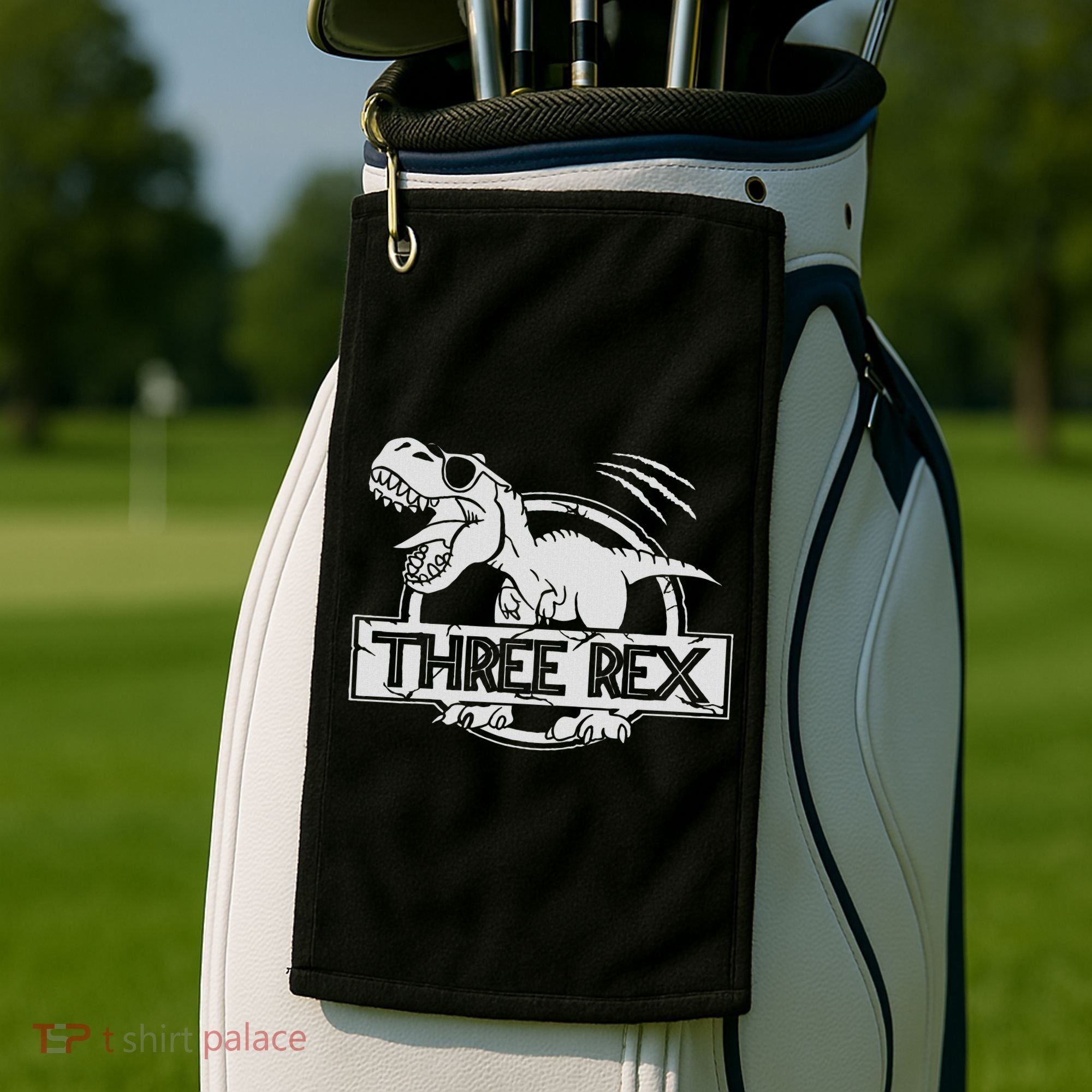 Three Rex 3rd Birthday Dinosaur Matching Family Golf Towel