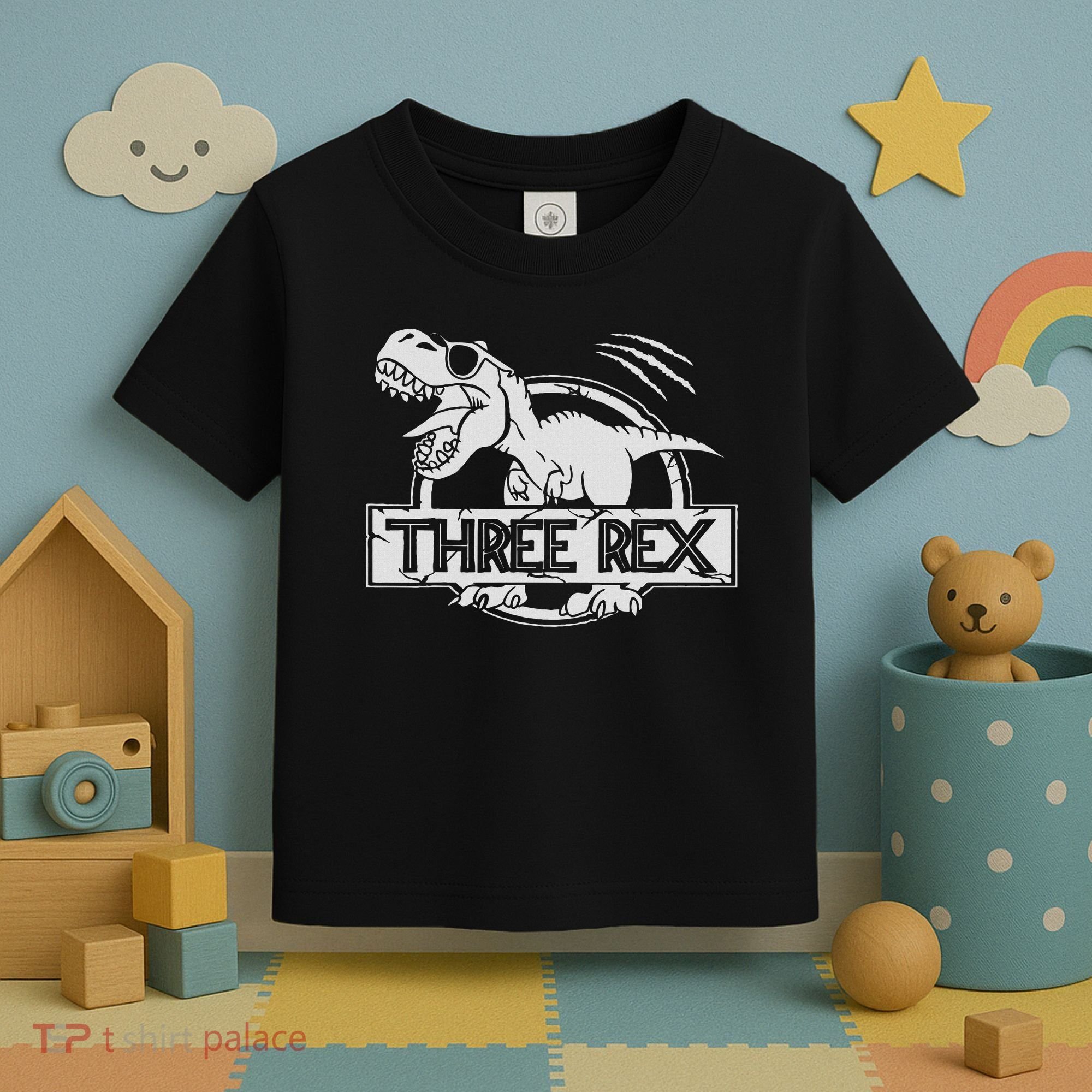 Three Rex 3rd Birthday Dinosaur Matching Family Toddler T-Shirt