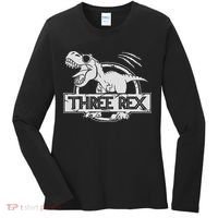 Three Rex 3rd Birthday Dinosaur Matching Family Women's Long Sleeve Shirt thumb 0