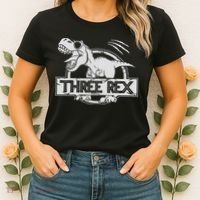 Three Rex 3rd Birthday Dinosaur Matching Family Women's T-Shirt thumb 2