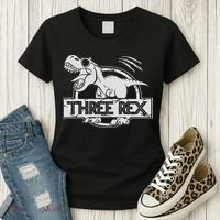Three Rex 3rd Birthday Dinosaur Matching Family Women's T-Shirt thumb 3