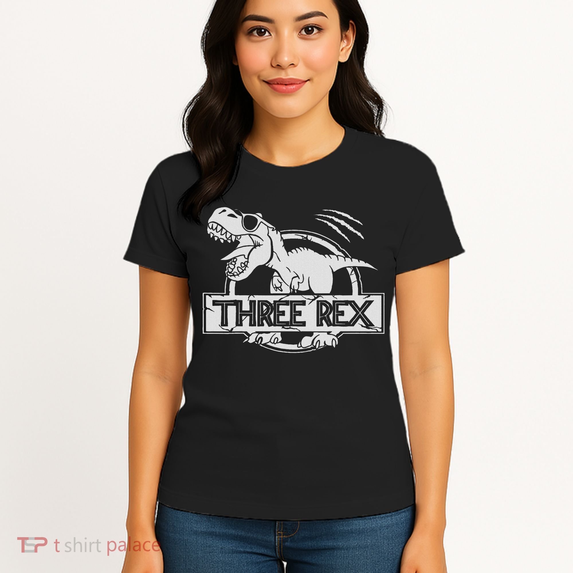 Three Rex 3rd Birthday Dinosaur Matching Family Women's T-Shirt