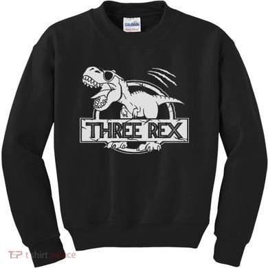 Three Rex 3rd Birthday Dinosaur Matching Family Kids Sweatshirt