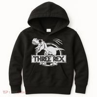 Three Rex 3rd Birthday Dinosaur Matching Family Kids Hoodie thumb 0