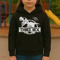 Three Rex 3rd Birthday Dinosaur Matching Family Kids Hoodie thumb 3