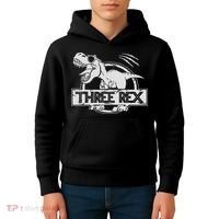 Three Rex 3rd Birthday Dinosaur Matching Family Kids Hoodie thumb 4