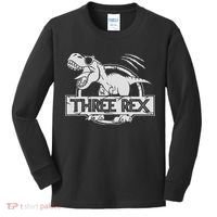 Three Rex 3rd Birthday Dinosaur Matching Family Kids Long Sleeve Shirt thumb 0