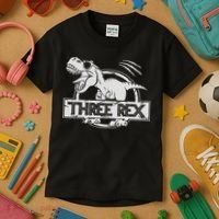 Three Rex 3rd Birthday Dinosaur Matching Family Kids T-Shirt thumb 3