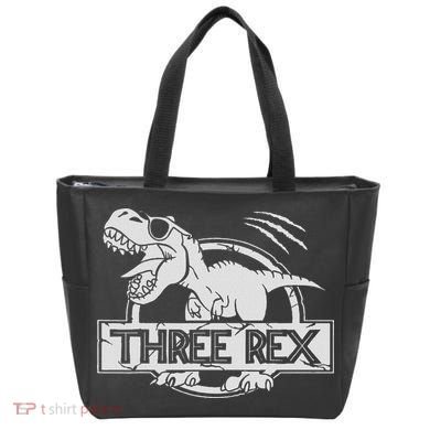 Three Rex 3rd Birthday Dinosaur Matching Family Tote Bag