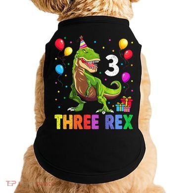 Three Rex 3rd Birthday Third Dinosaur 3 Year Old Doggie Tank