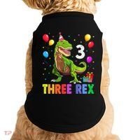 Three Rex 3rd Birthday Third Dinosaur 3 Year Old Doggie Tank thumb 0
