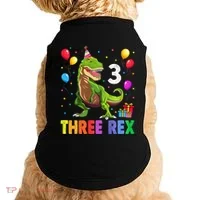 Three Rex 3rd Birthday Third Dinosaur 3 Year Old Doggie Tank thumb 0