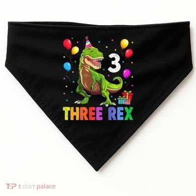 Three Rex 3rd Birthday Third Dinosaur 3 Year Old USA-Made Doggie Bandana