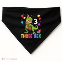 Three Rex 3rd Birthday Third Dinosaur 3 Year Old USA-Made Doggie Bandana thumb 0