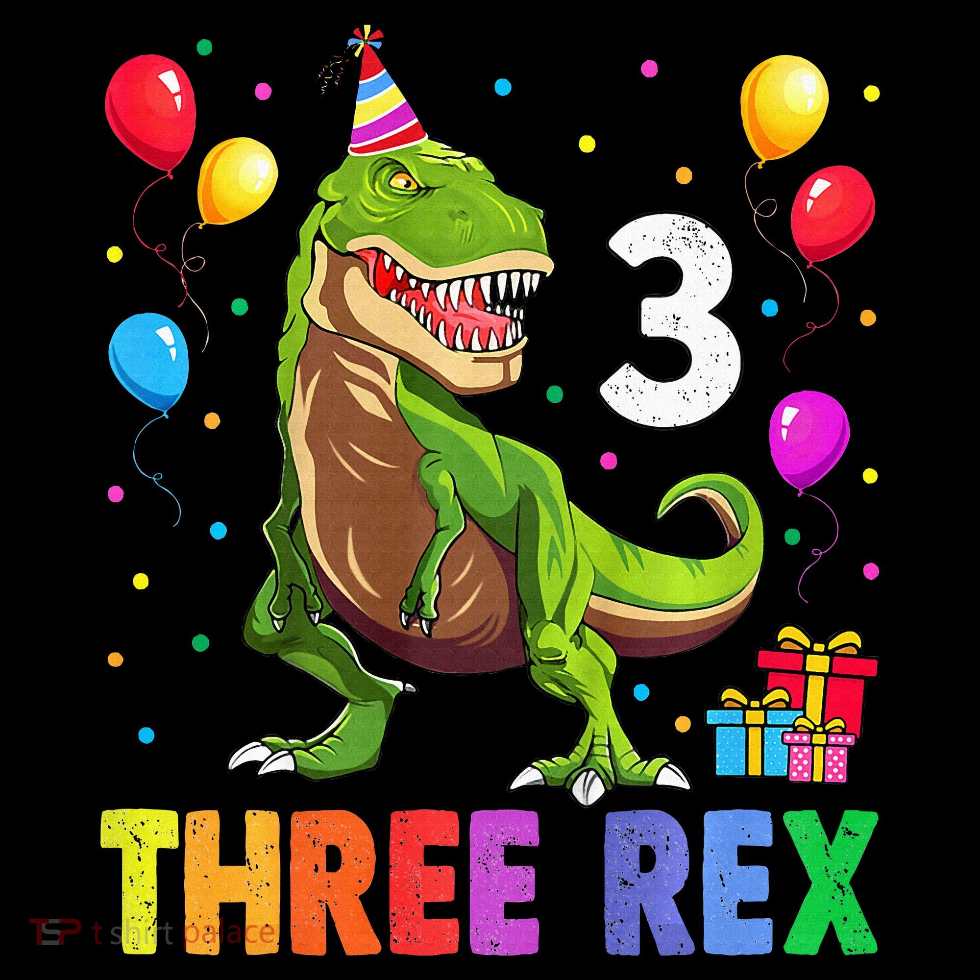 Three Rex 3rd Birthday Third Dinosaur 3 Year Old USA-Made Doggie Bandana