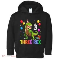 Three Rex 3rd Birthday Third Dinosaur 3 Year Old Toddler Hoodie thumb 0