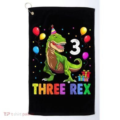 Three Rex 3rd Birthday Third Dinosaur 3 Year Old Golf Towel