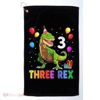 Three Rex 3rd Birthday Third Dinosaur 3 Year Old Golf Towel thumb 0