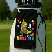 Three Rex 3rd Birthday Third Dinosaur 3 Year Old Golf Towel thumb 2