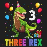 Three Rex 3rd Birthday Third Dinosaur 3 Year Old Golf Towel thumb 3