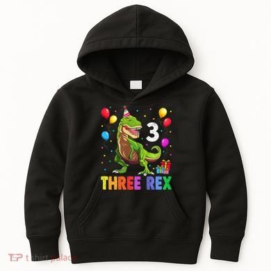 Three Rex 3rd Birthday Third Dinosaur 3 Year Old Kids Hoodie