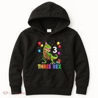 Three Rex 3rd Birthday Third Dinosaur 3 Year Old Kids Hoodie thumb 0